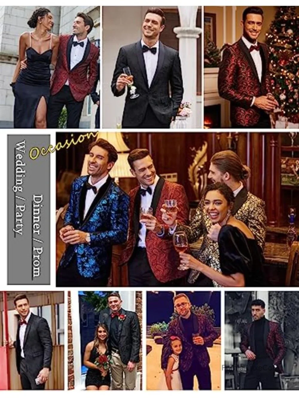 Men's Floral Tuxedo Jacket Paisley Shawl Lapel Suit Blazer for Prom Wedding